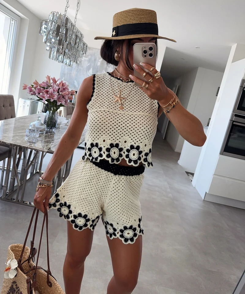 Häkel Shorts Pia Beige