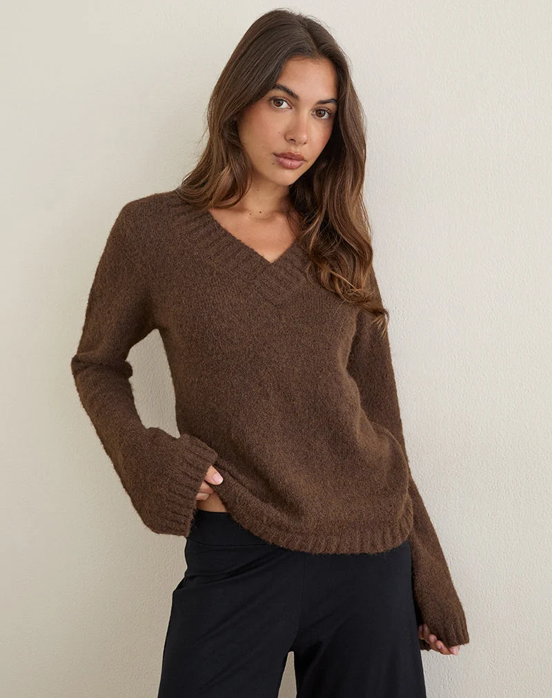 Dinesa-Pullover aus Strick in Schokoladenbraun