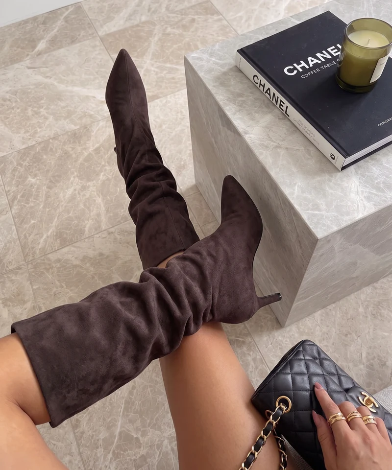Stiletto Wildleder Stiefel Auri Braun