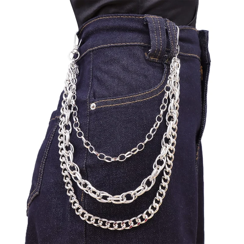 Unisex Punk Mehrlagige Metall-Taillenkette Hosenkette