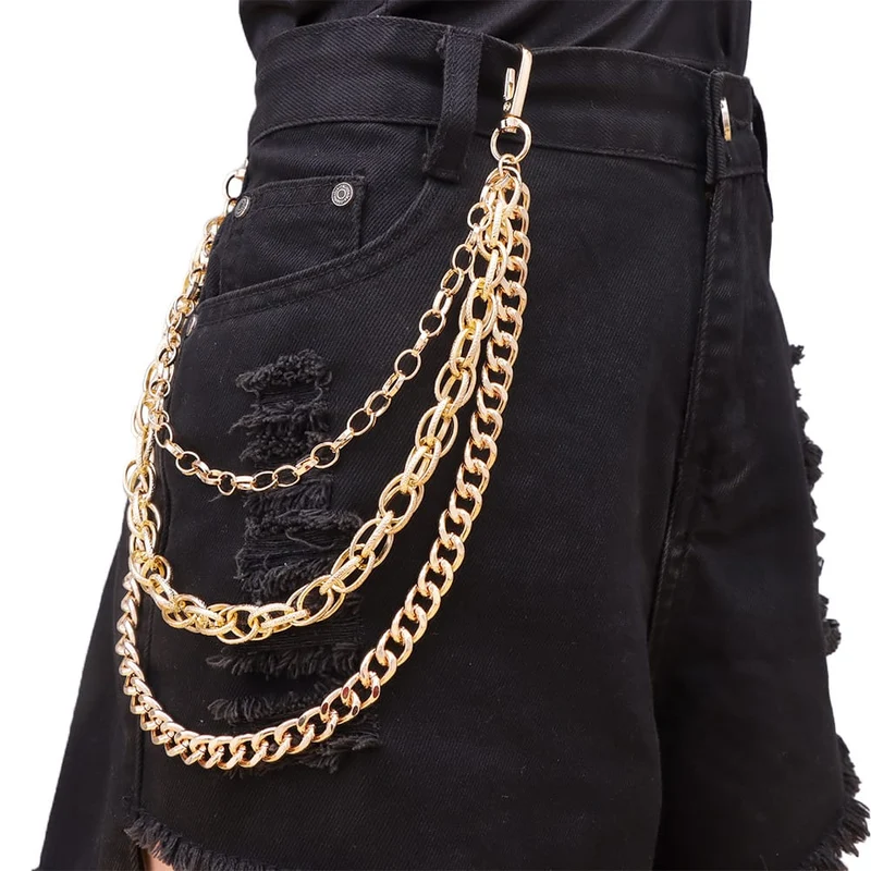 Unisex Punk Mehrlagige Metall-Taillenkette Hosenkette