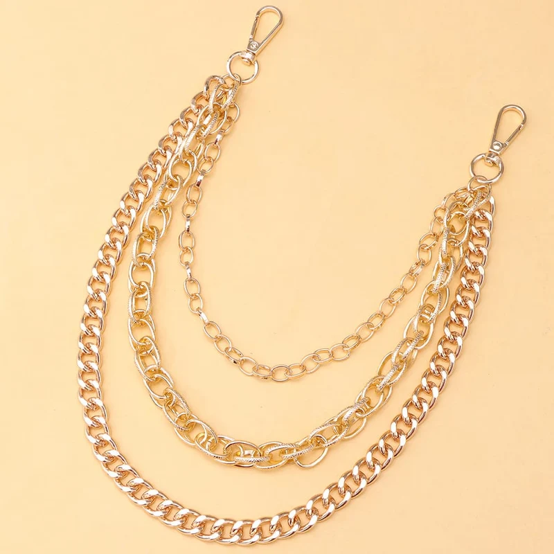Unisex Punk Mehrlagige Metall-Taillenkette Hosenkette