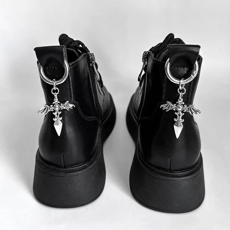 Unisex Punk Wing Cross Schuhanhänger Schuhaccessoires