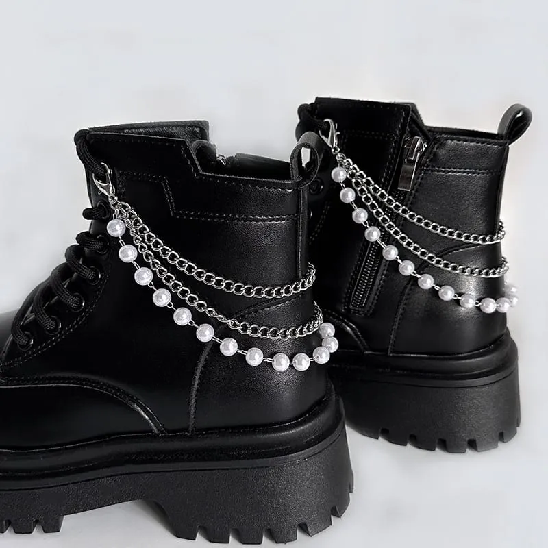 Unisex Punk Pearl Mehrlagige Stiefelkette Schuhaccessoires