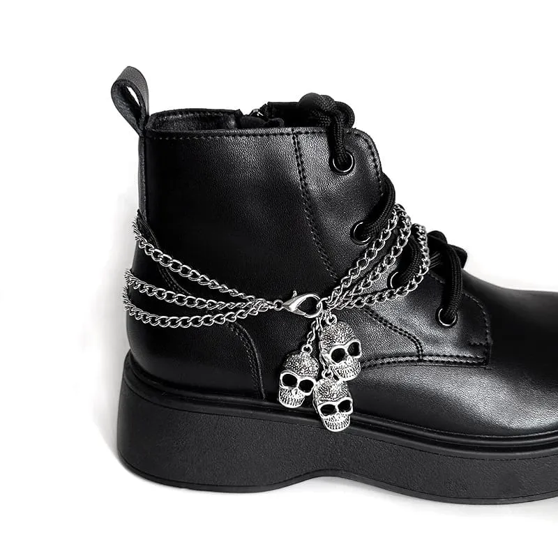 Unisex Punk Totenkopf Mehrlagige Stiefelkette Schuhaccessoires