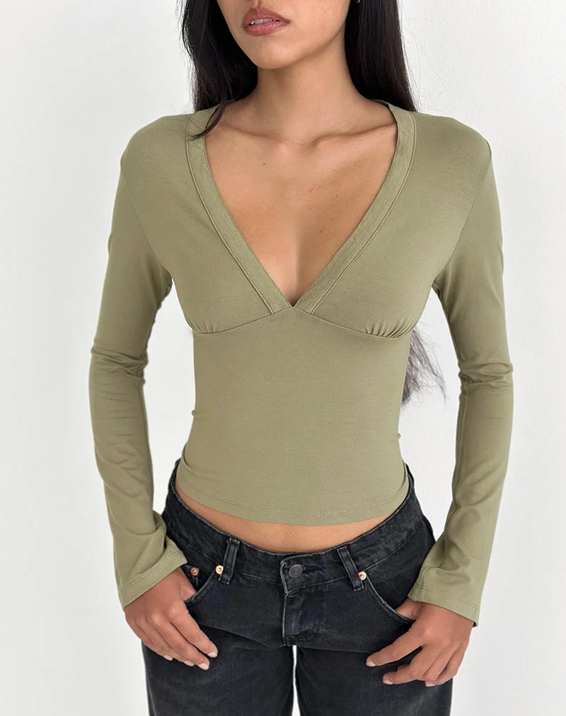 Emesy Langarm-Oberteil in Khaki