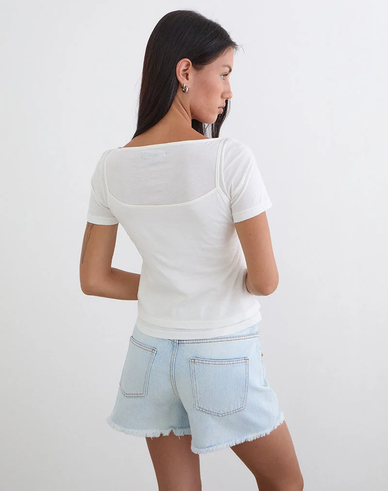 Dolman-T-Shirt aus Tissue-Jersey in Off-White