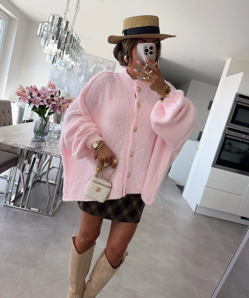 Oversize Strickjacke Jalsien Hellrosa