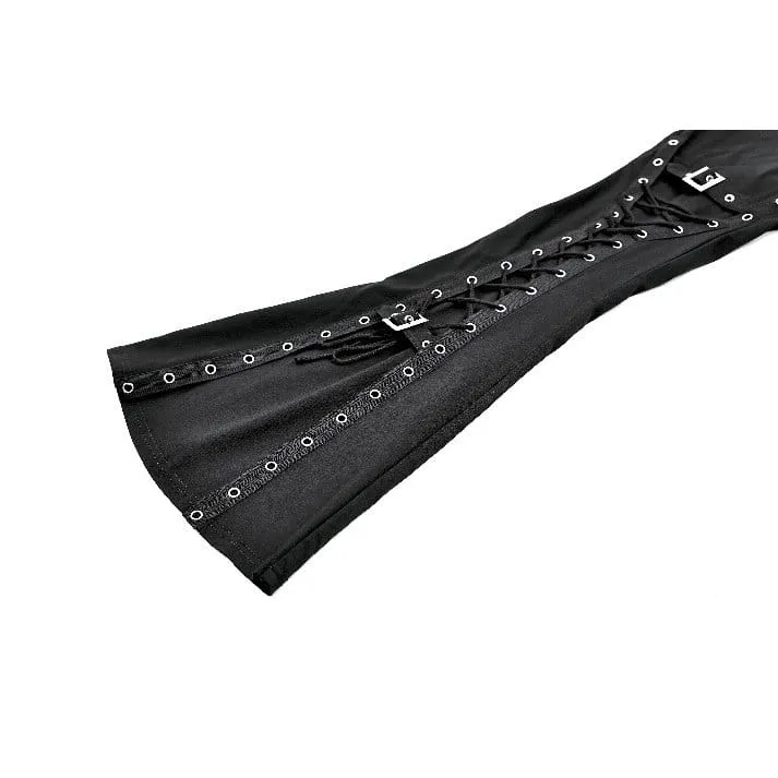Punk-Schlaghose für Damen mit Schnallenriemen und Ösen zum Schnüren
