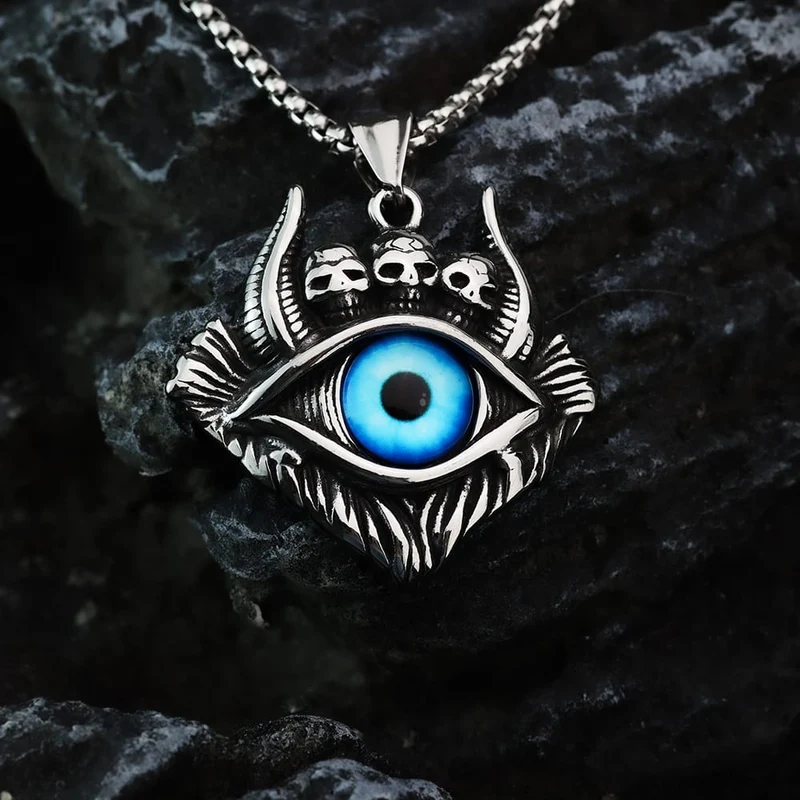 Punk-Totenkopf-Anhänger mit bösem Blick für Herren