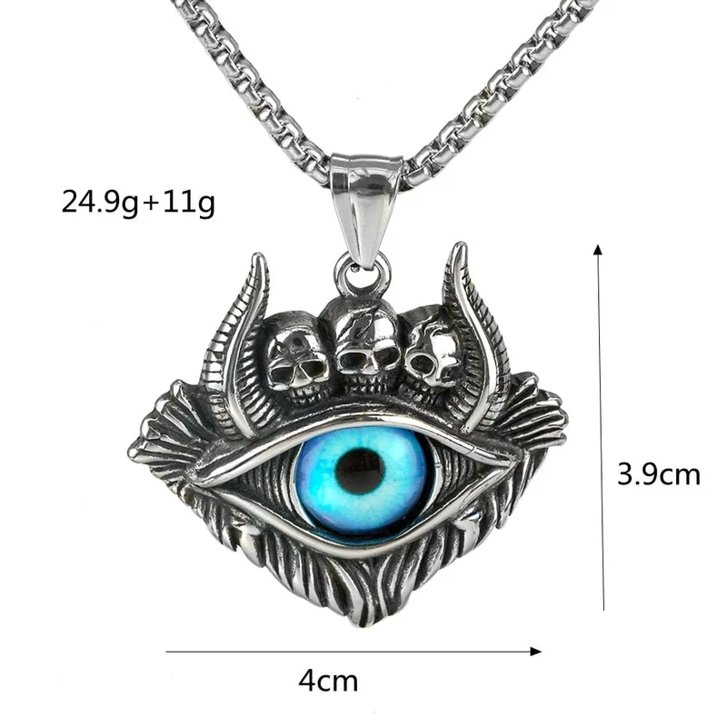 Punk-Totenkopf-Anhänger mit bösem Blick für Herren