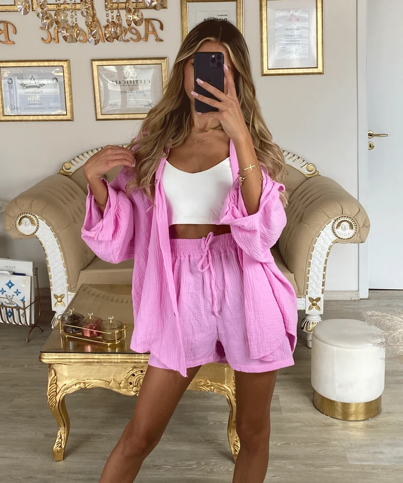 Musselin Set Yves Hellpink