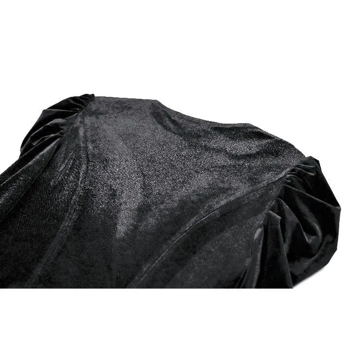 Gothic-Maxikleid für Damen mit kontrastfarbenem, eckigem Kragen und Glockenärmeln – Hochzeitskleid
