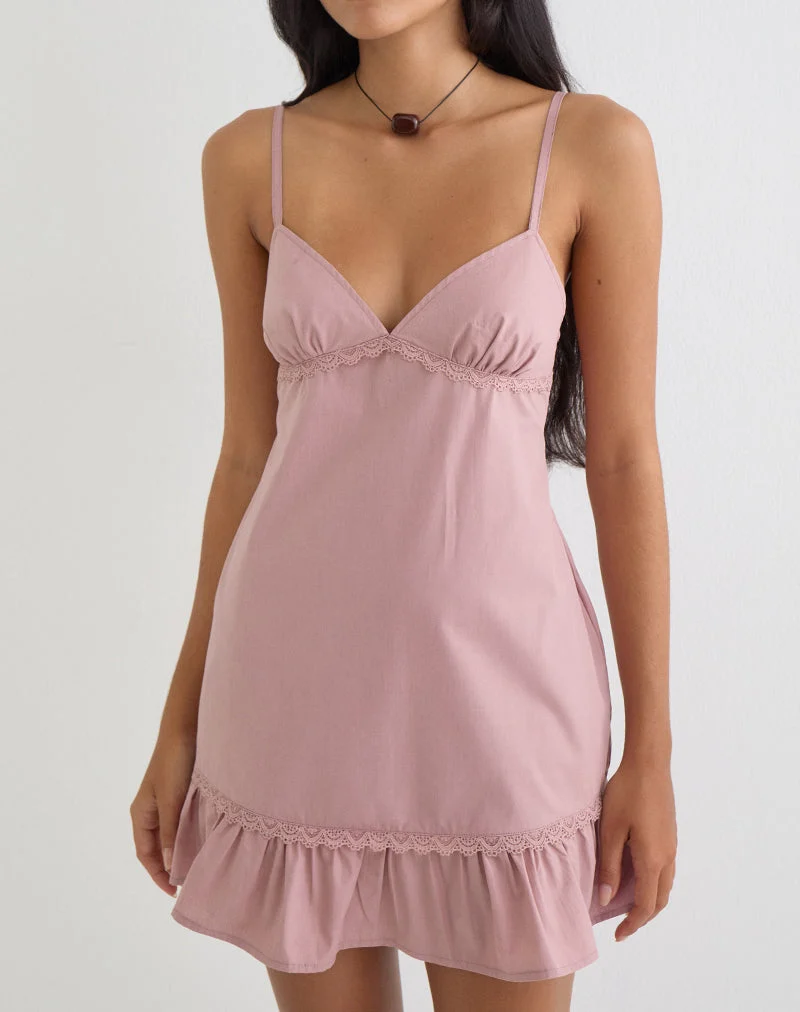 Tavita-Minikleid aus Popeline in Altrosa