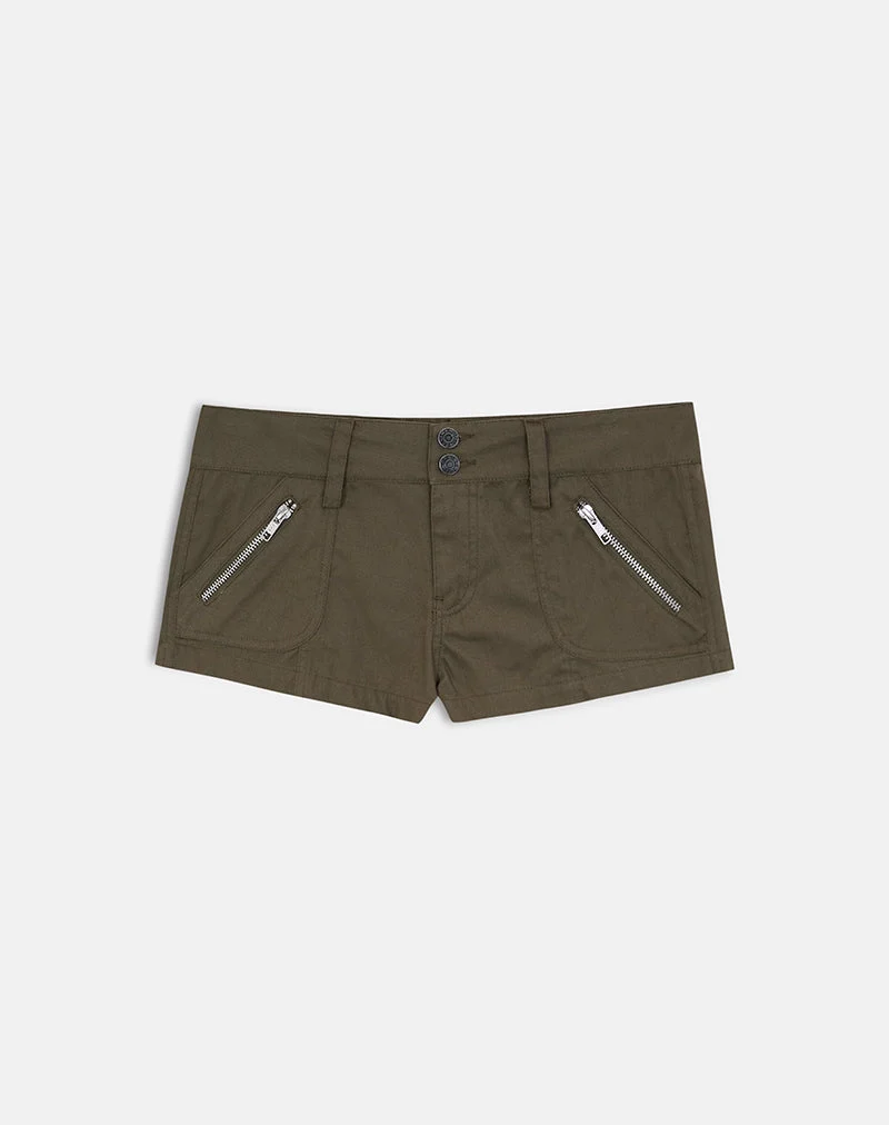 Olra Cargo-Shorts aus leichtem Baumwoll-Twill in Khaki