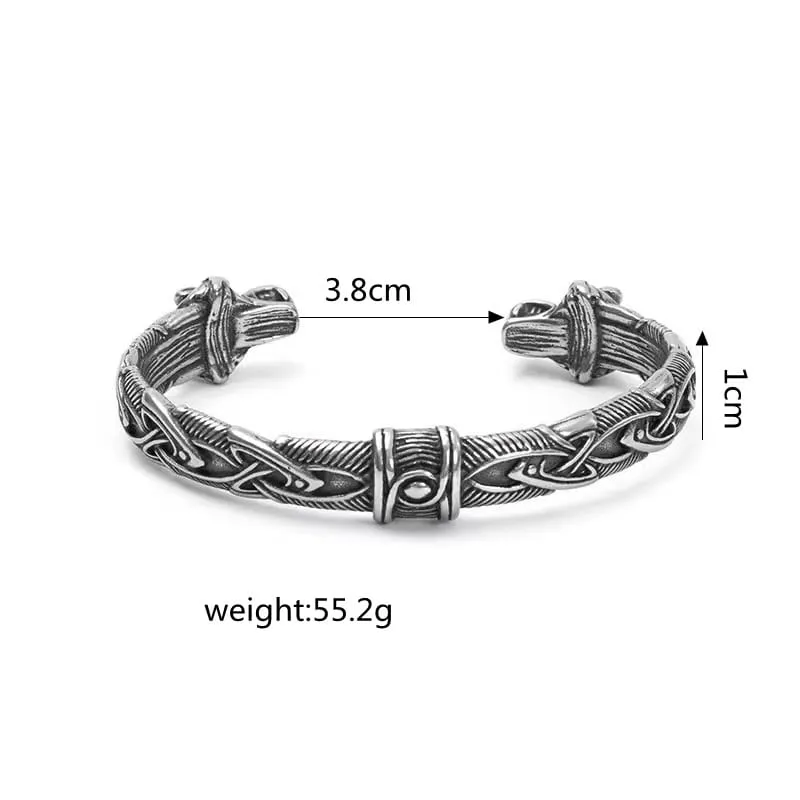 Offenes Armband mit Punk-Wolfskopf-Motiv für Herren