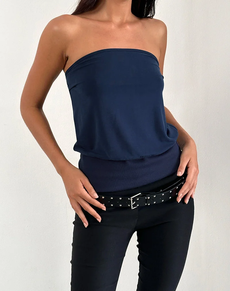 Leocadia Langes Bandeau-Top In Cupro Marine