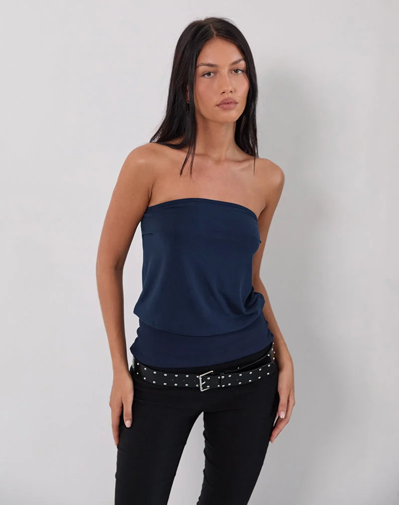 Leocadia Langes Bandeau-Top In Cupro Marine