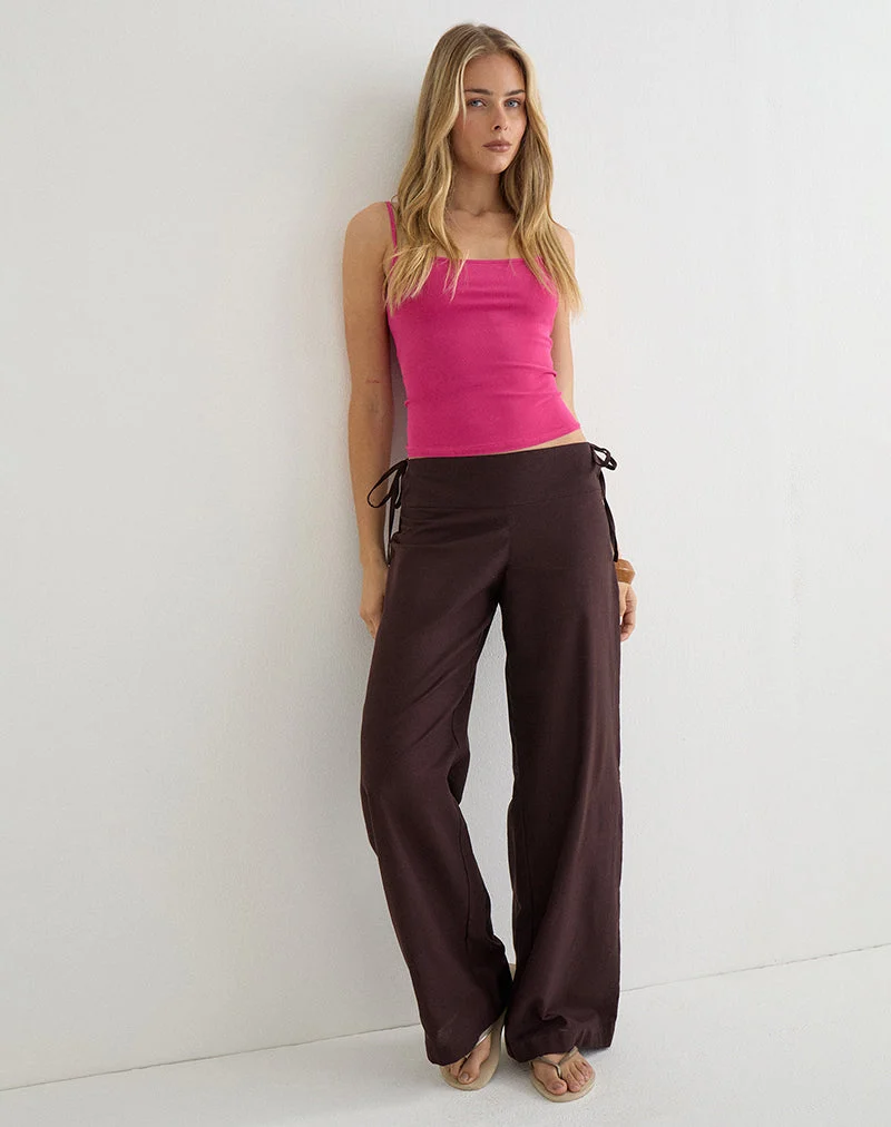 Hose „Olesy“ aus Leinen in Deep Mahogany