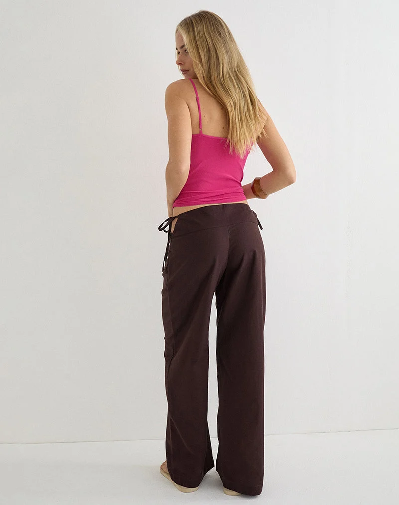 Hose „Olesy“ aus Leinen in Deep Mahogany