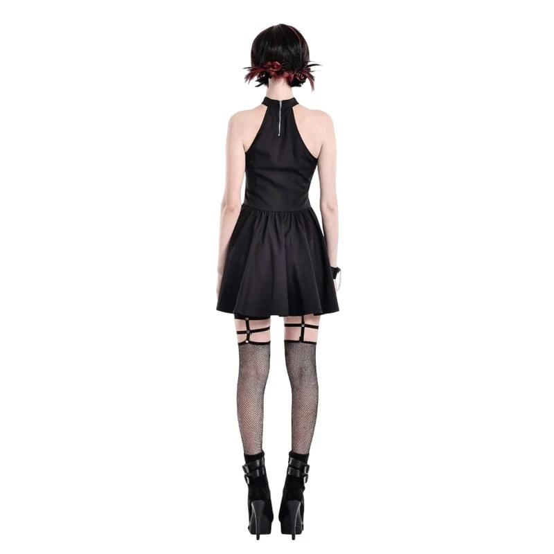 Punk-Kleid mit Ketten, Cut-outs und Neckholder für Damen, Abschlusskleid