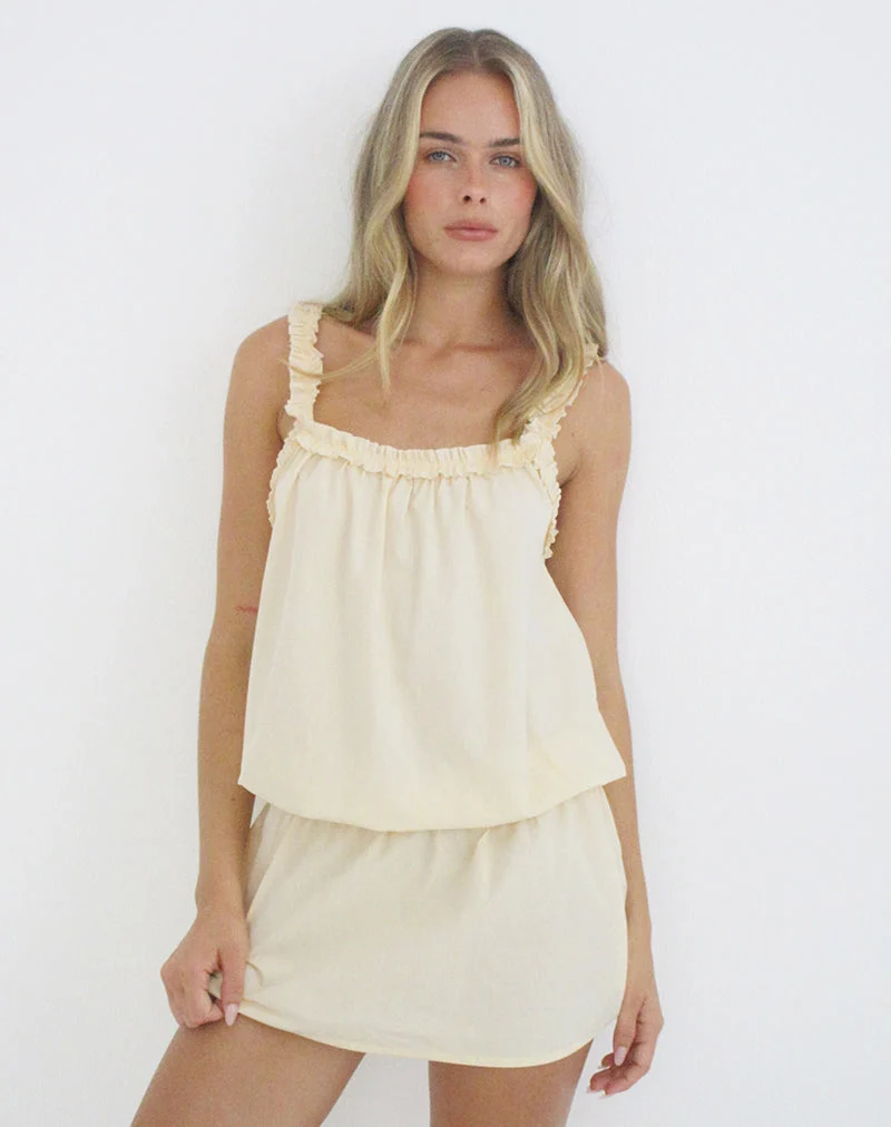 Shasta-Minikleid aus Popeline in der Farbe „Buttermilk“