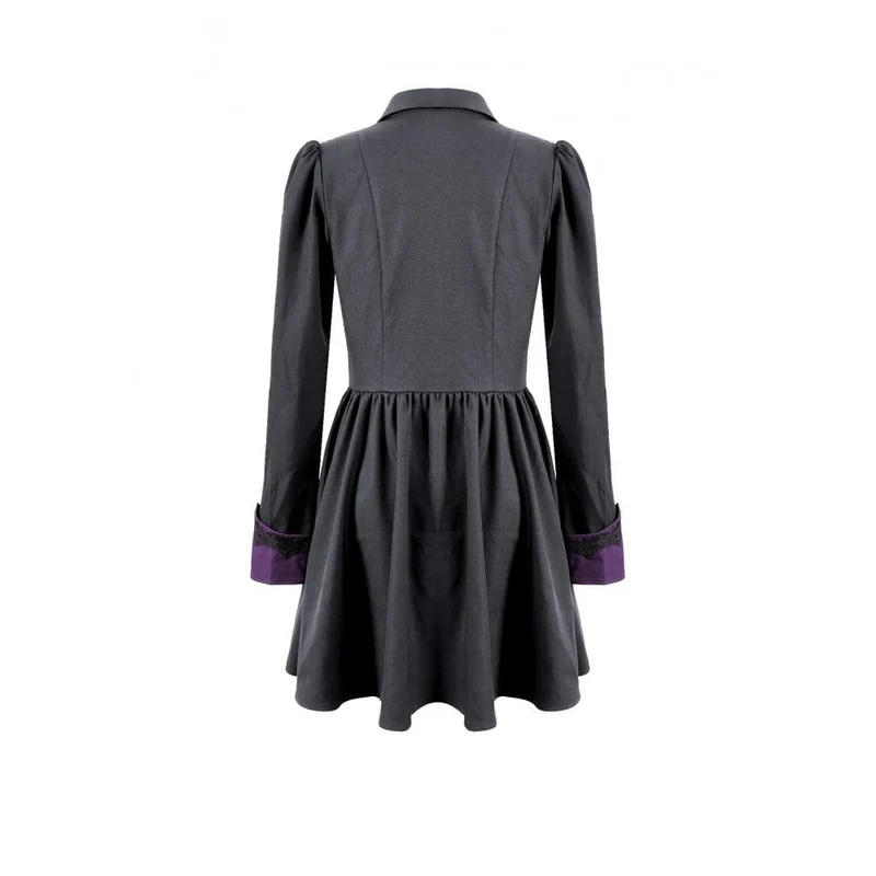 Gothic-Kleid für Damen mit Fledermausflügel-Patchwork, zweifarbig, langärmelig, kurzes Abschlusskleid