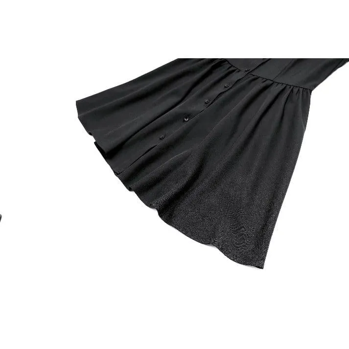 Gothic-Kleid für Damen mit Fledermausflügel-Patchwork, zweifarbig, langärmelig, kurzes Abschlusskleid