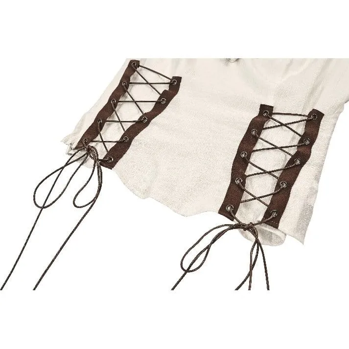 Steampunk-Bluse für Damen mit Schnürung, Rüschen, V-Ausschnitt und 3/4-Ärmeln