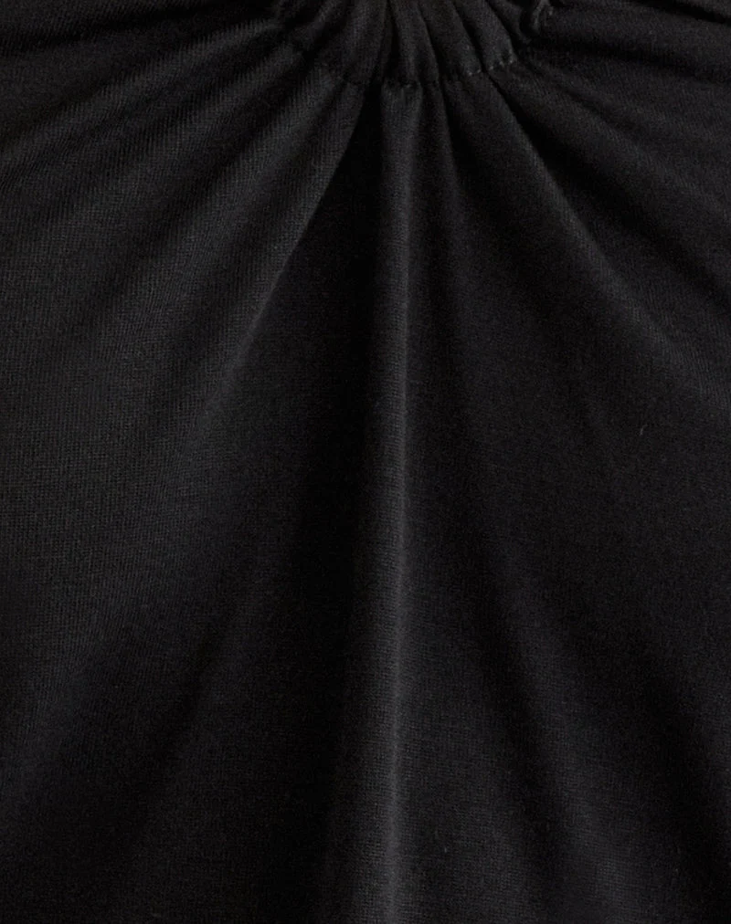 Ballerie-Haltertop aus Cupro, schwarz