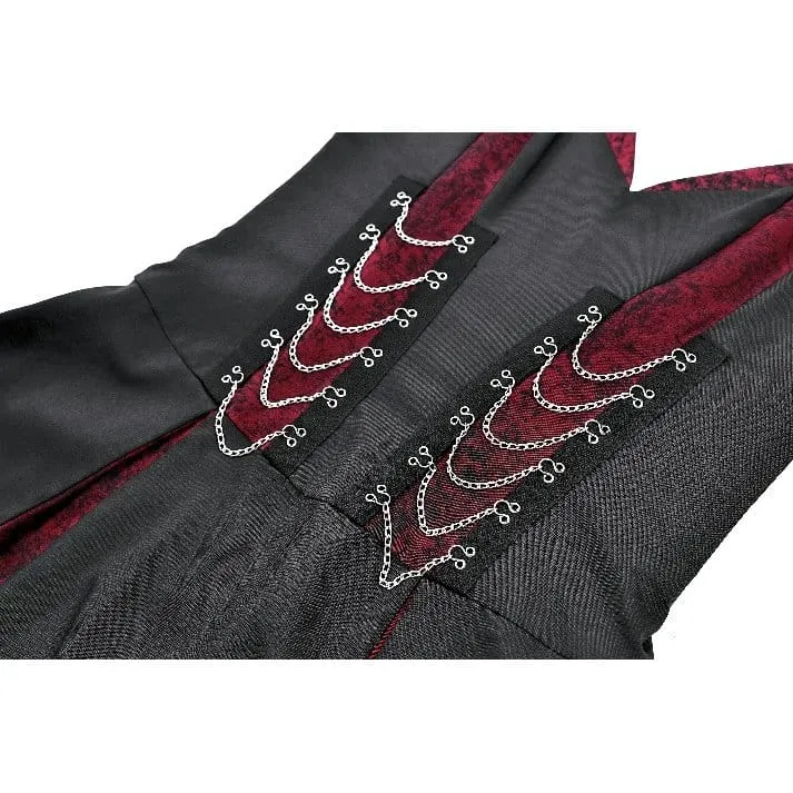 Punk-Kleid für Damen mit Ketten, kontrastfarbenem, unregelmäßigem Saum, Abschlusskleid