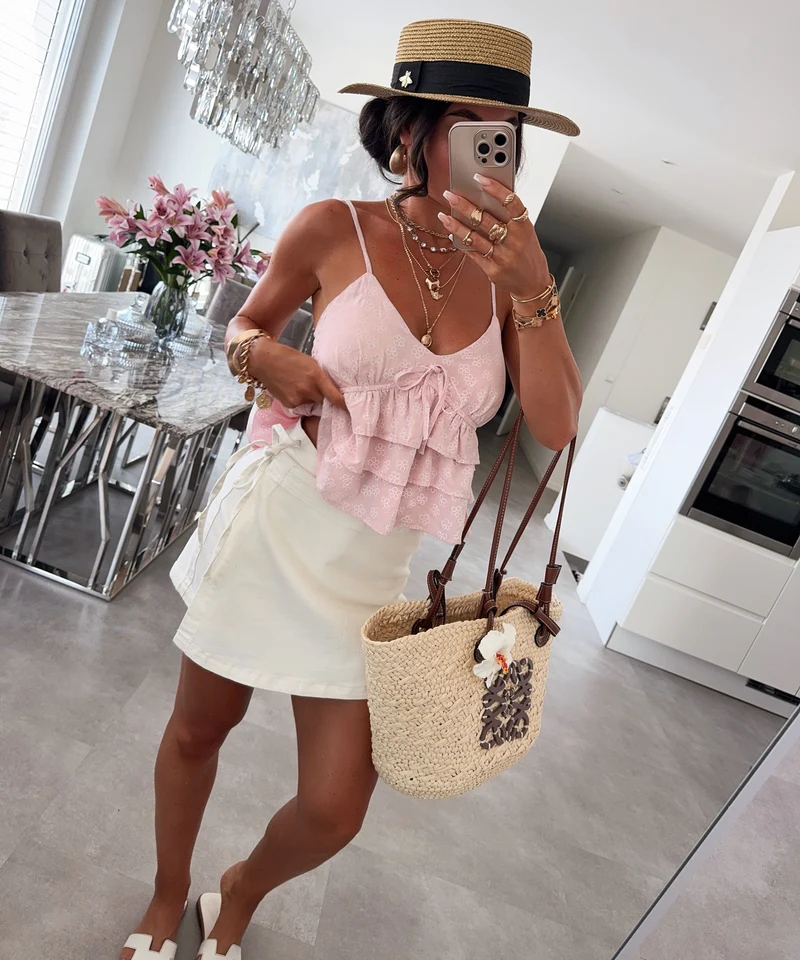 Leinen Top Nilia Rosa