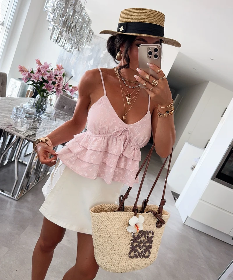 Leinen Top Nilia Rosa