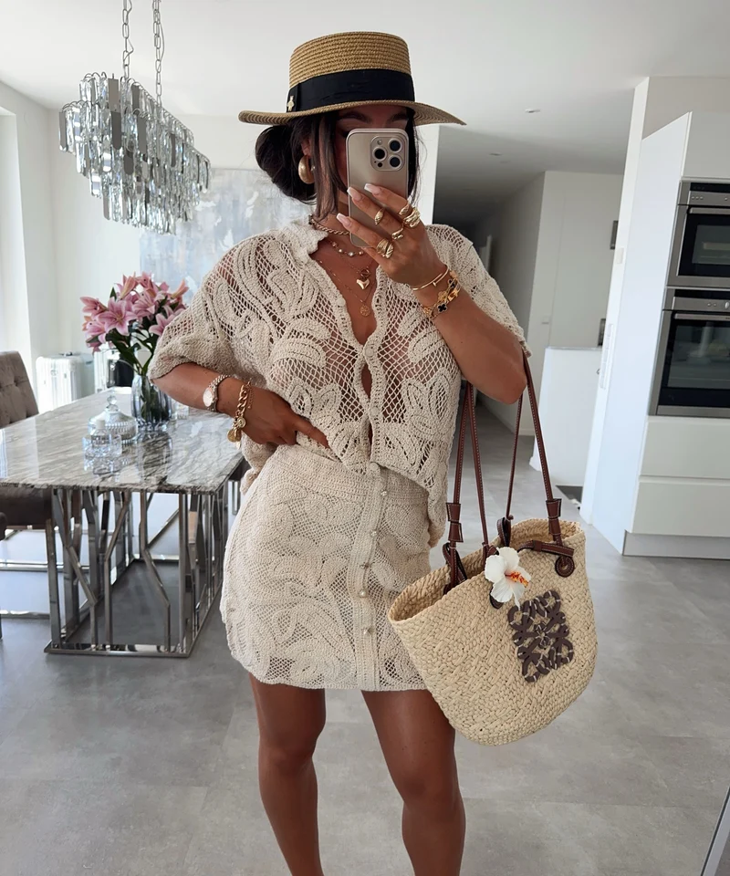 Häkel Shirt Lyni Beige