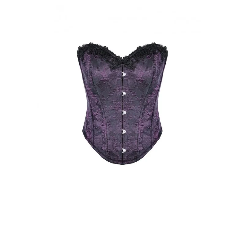 Gothic-Schnürkorsett für Damen, Jacquard-Overbust-Korsett, Lila