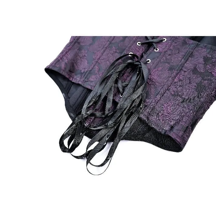 Gothic-Schnürkorsett für Damen, Jacquard-Overbust-Korsett, Lila