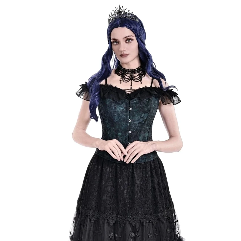 Gothic-Vintage-Jacquard-Schnürkorsett für Damen mit Überbrustumfang