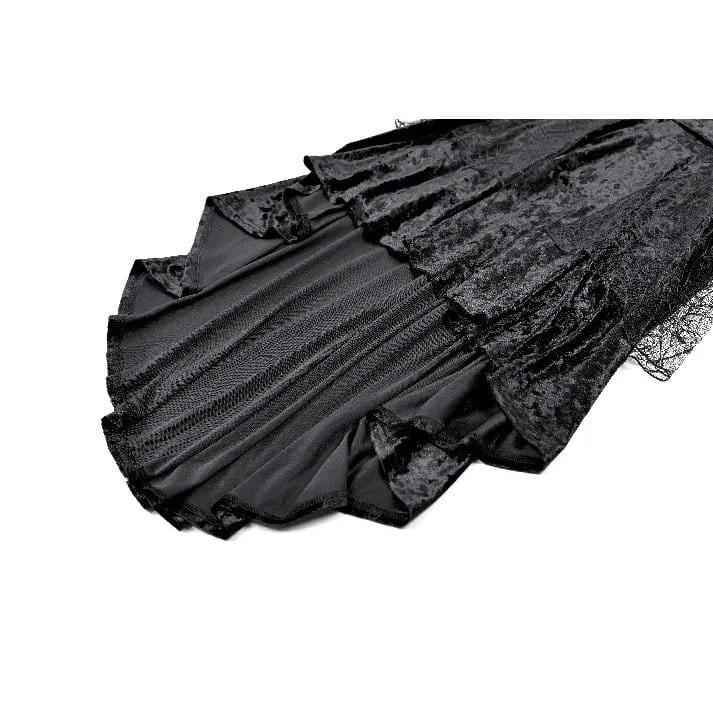 Gothic-Kleid für Damen mit Schnürung, asymmetrischem Saum, Puffärmeln und ausgestellten Ärmeln – ideal für Abschlussfeiern