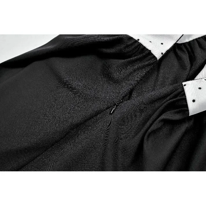 Gothic-Kleid mit Polka-Dots, Schnürung und ausgestelltem Rock für Damen, Abschlusskleid