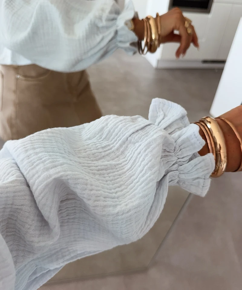 Musselin Bluse Evanthe Hellblau
