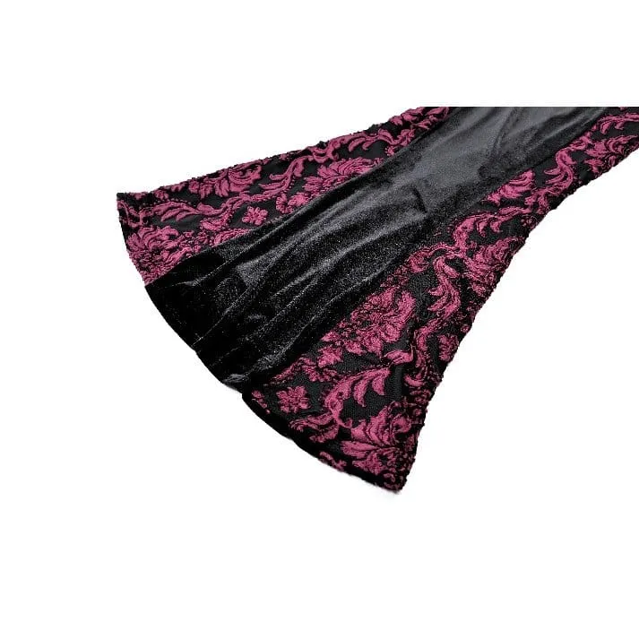 Gothic-Maxikleid aus Samt mit Applikationen, V-Ausschnitt und ausgestellten Ärmeln für Damen – Hochzeitskleid
