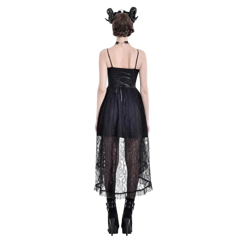 Gothic-Rüschenkleid für Damen mit asymmetrischem Saum