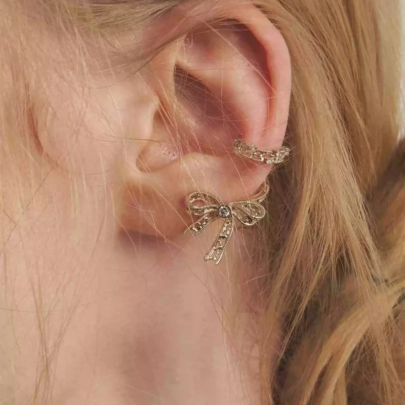 Grunge-Vintage-Ohrringe mit Schleife für Damen