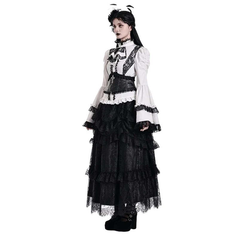Gothic-Unterbrustkorsett für Damen mit floral geprägter Spitze