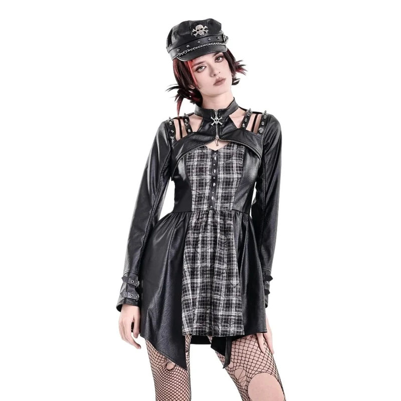 Cyberpunk-Cape für Damen mit Stacheln und Cut-outs, langärmelig
