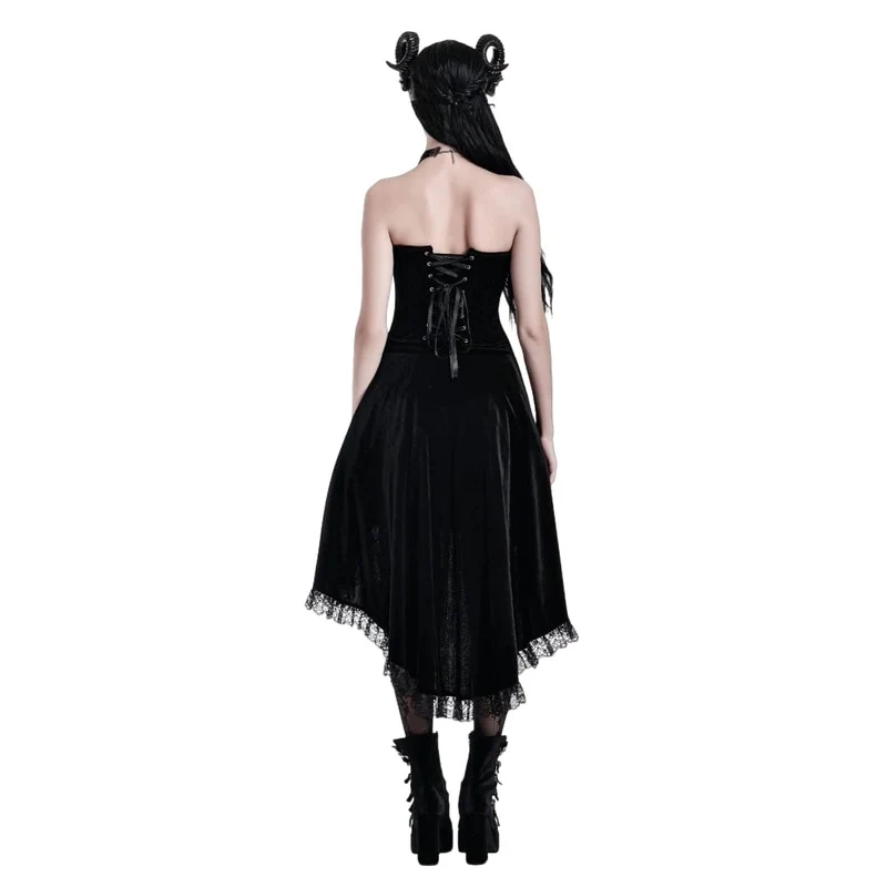 Gothic-Samtkorsett für Damen, farblich abgesetzt, Fledermausflügel-Design, Überbrustkorsett