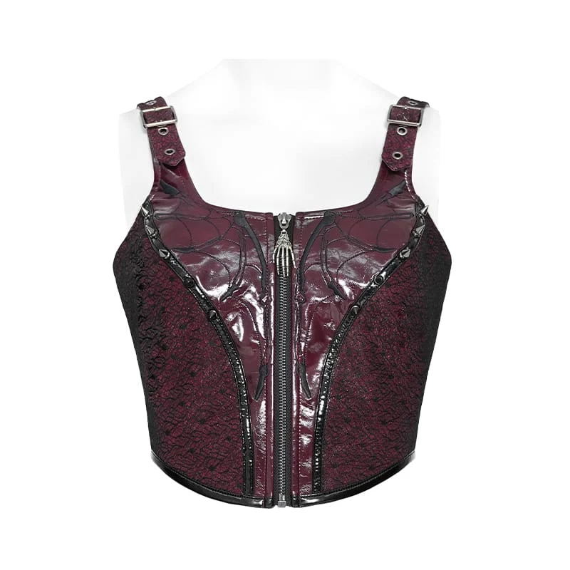 Punk-Bustier für Damen mit Reißverschluss vorne und verstellbaren Trägern