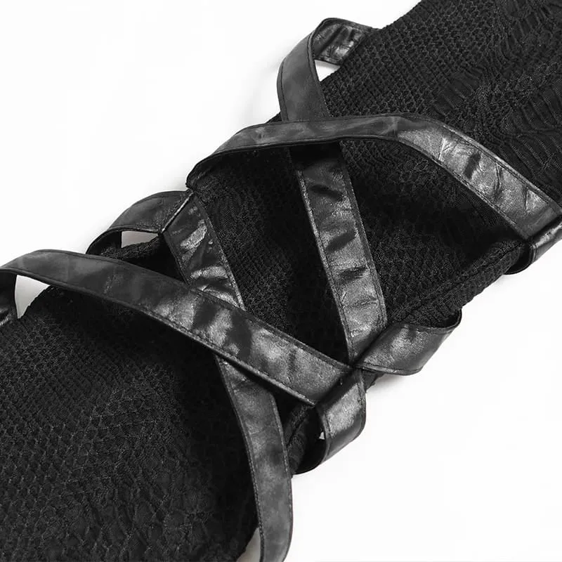Punk-Langarmtop für Damen mit Kettenmuster und Cut-outs