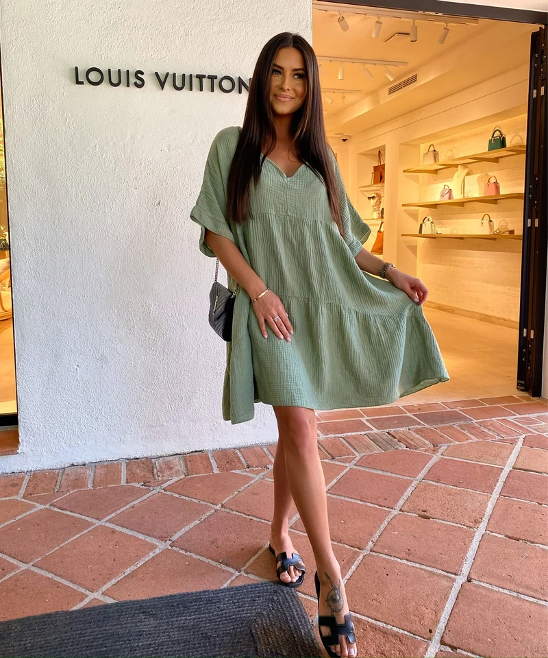 Musselin Kleid Leonora Khaki