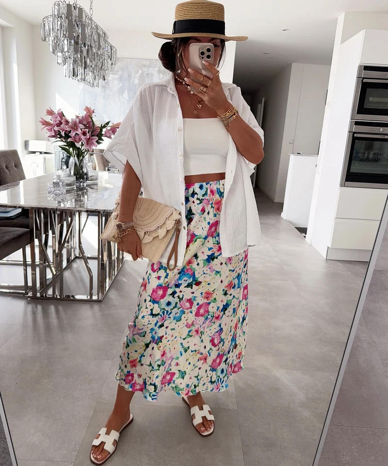 Oversize Musselin Kurzarmhemd Romy Weiß